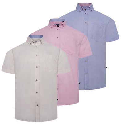 Herren KAM Baumwolle Leinen Finish Kurzarm Knopf Hemd Freizeit Große Größe 2-8XL
