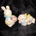 Cute Bunny Salt & Pepper Set~Hand Painted~Dist. By Publix~Easter Eggs~Rabbit — photo 8