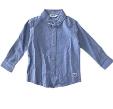 Molo Boy's Russy Long Sleeve Button Down Shirt Blue 3/4 NWT $70