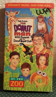 Rob Evans The Donut Man At The Zoo 1993 VINTAGE VHS w/ Duncan & Donut Repair GUC