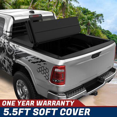 4-Fold Soft Tonneau Cover For 2014-2024 Toyota Tundra 5.5FT Bed - Black, Waterproof 14 thumbnail image