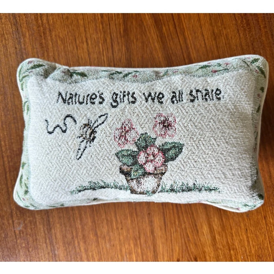 Decorative Tapestry Pillow Rectangle Small Flowers "Nature's Gifts We All Share" - Image 4 of 4
