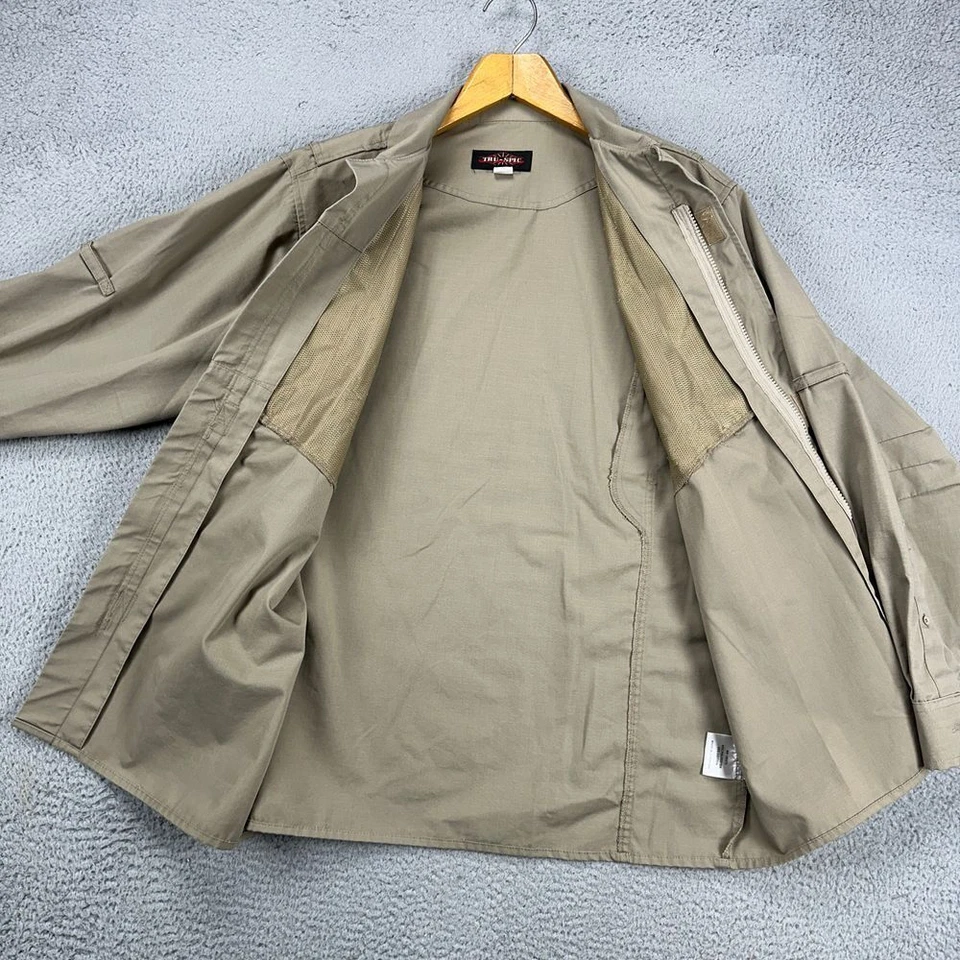 Tru-Spec Tactical Jacket Mens Medium Beige Military Full Zip Ripstop Collared - Image 4 of 4