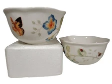 2 Lenox Butterfly Meadow Laura Le Luyer  Flutter Flower Ice Cream Rice Bowl 4.7"