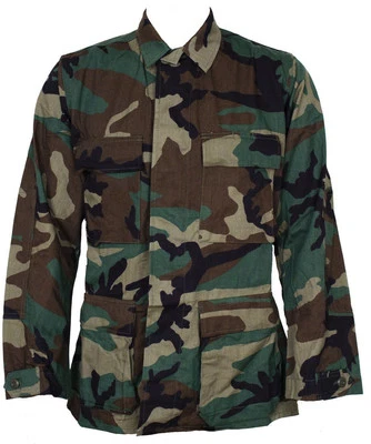 GENUINE ARMY GI M81 Woodland BDU Shirt Nyco/Twill Genuine Issue Size Large Long