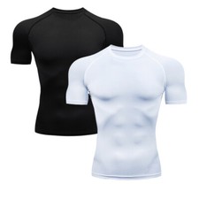 Men's Short Sleeve Compression Shirts Workout Quick Dry Baselayer T-Shirt Tops