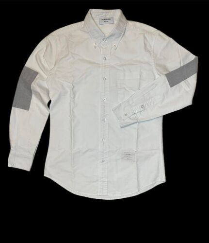 THOM BROWNE Mens White Casual Long sleeve Shirt 100% Cotton Size 2