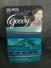 GOODY 06337 OUCHLESS 10 PIECE BLUE HAIR TIES NO METAL ELASTICS - BRAND NEW