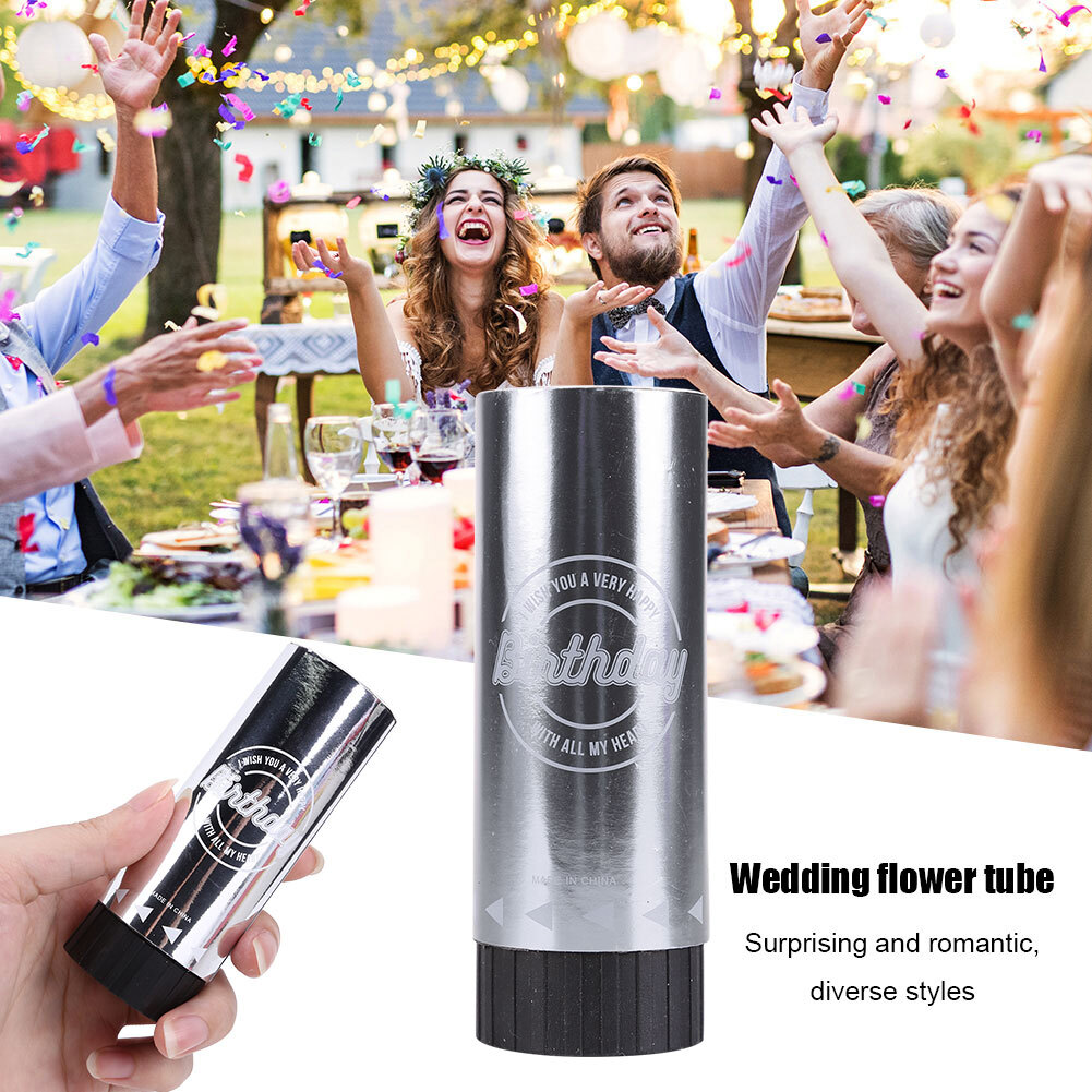Handheld Spray Confetti Tube Festive Party Supplies for Wedding (Silver