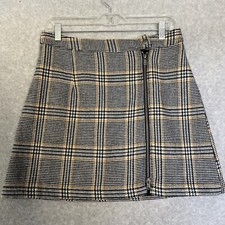 VTG Abercrombie Fitch Plaid Wool Blend Mini Skirt Full Zip Womens M Y2K 90s