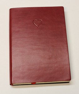 Small Heart Cover Red Leather Ruled Journal Diary Handmade Italy