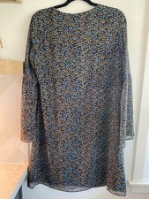 CAbi Womens Poise Dress Sz M Floral Sheer Bell Sleeve V Neck Lined