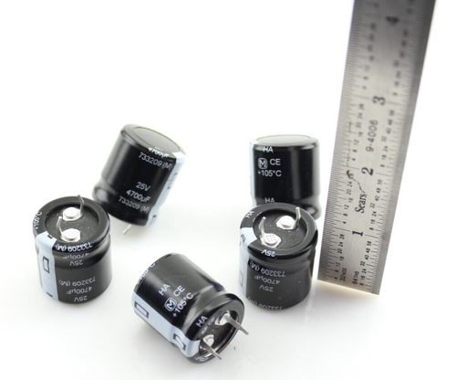 New Qty 5 PANASONIC 4700uF 25V Capacitor Aluminum Electrolytic SNAP IN - Picture 3 of 6