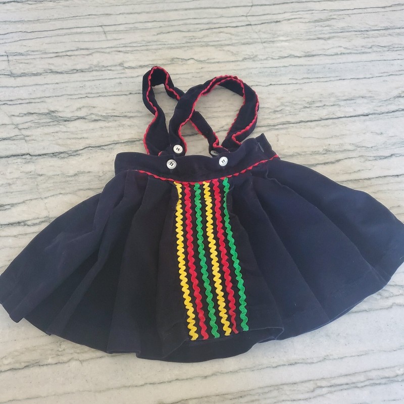 Bella Bliss Girls Navy Blue Corduroy Jumper with Ric Rac Detail Size 4
