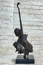 Bronze Metal Guitar Surrealist Cubism Abstract Sculpture Statue Decor Music Art