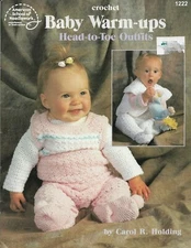 USED BABY WARM-UPS 4 HEAD TO TOE OUTFITS 2 SIZES CROCHET PATTERN BOOK 
