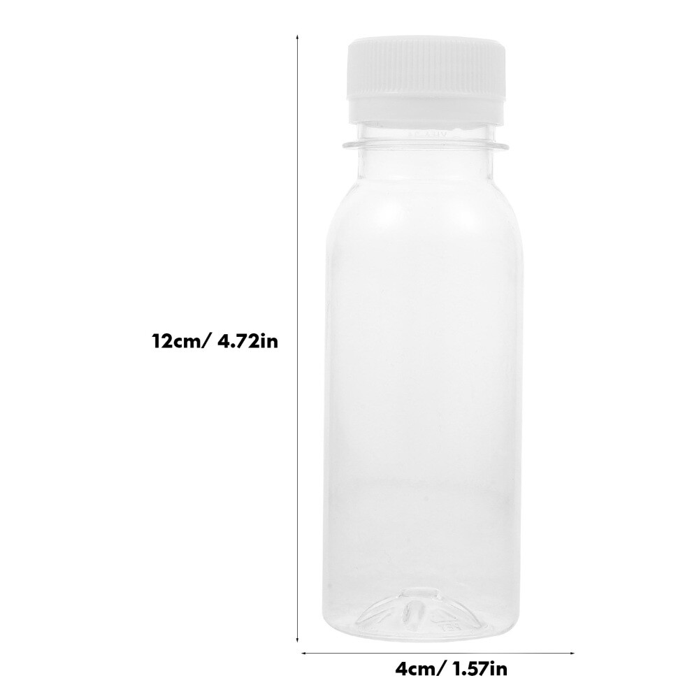 Mini Juice Bottles with Lids 24 Pack of 100ml Clear Plastic