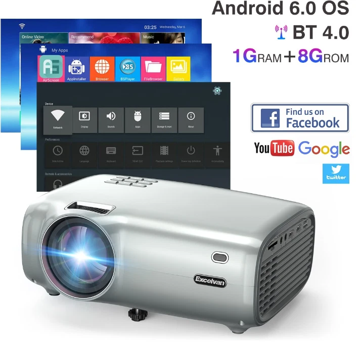 Excelvan BL49 Wifi Connection Home Theater Projector Android 6.0 OS 1080P 200" - Image 3 of 4