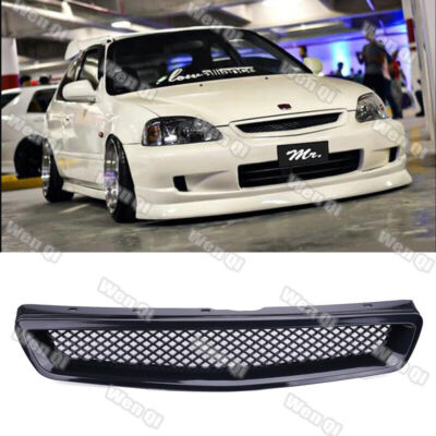 #ad For 1999 2000 Honda Civic JDM Type R Black Mesh Front Hood Grille Grill 99 20 $17.05