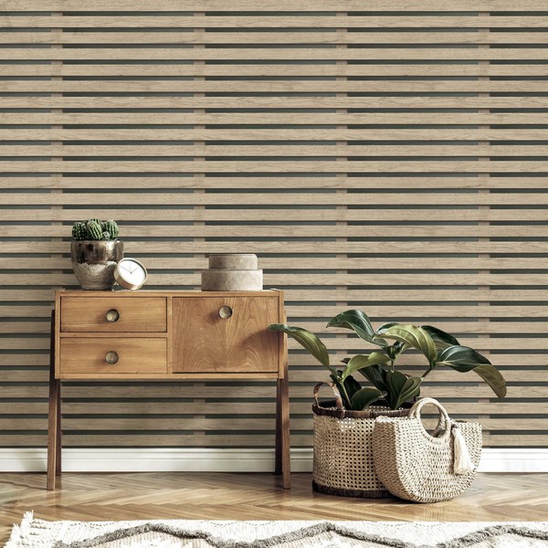 Fine Decor Holzlatten Tapete Realistischer 3D Effekt Verkleidung Schwarz FD42996-image