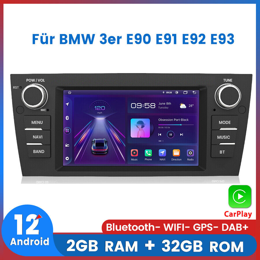 7 Carplay Autoradio 232GB GPS NAVI Android BT DAB Für BMW 3er E90 E91 E92 E93