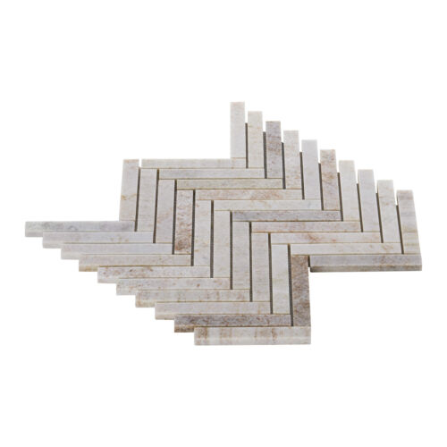 Beige Cream Crema Marfil Marble Stone Herringbone Mosaic Tile Kitchen Backsplash - Picture 8 of 21