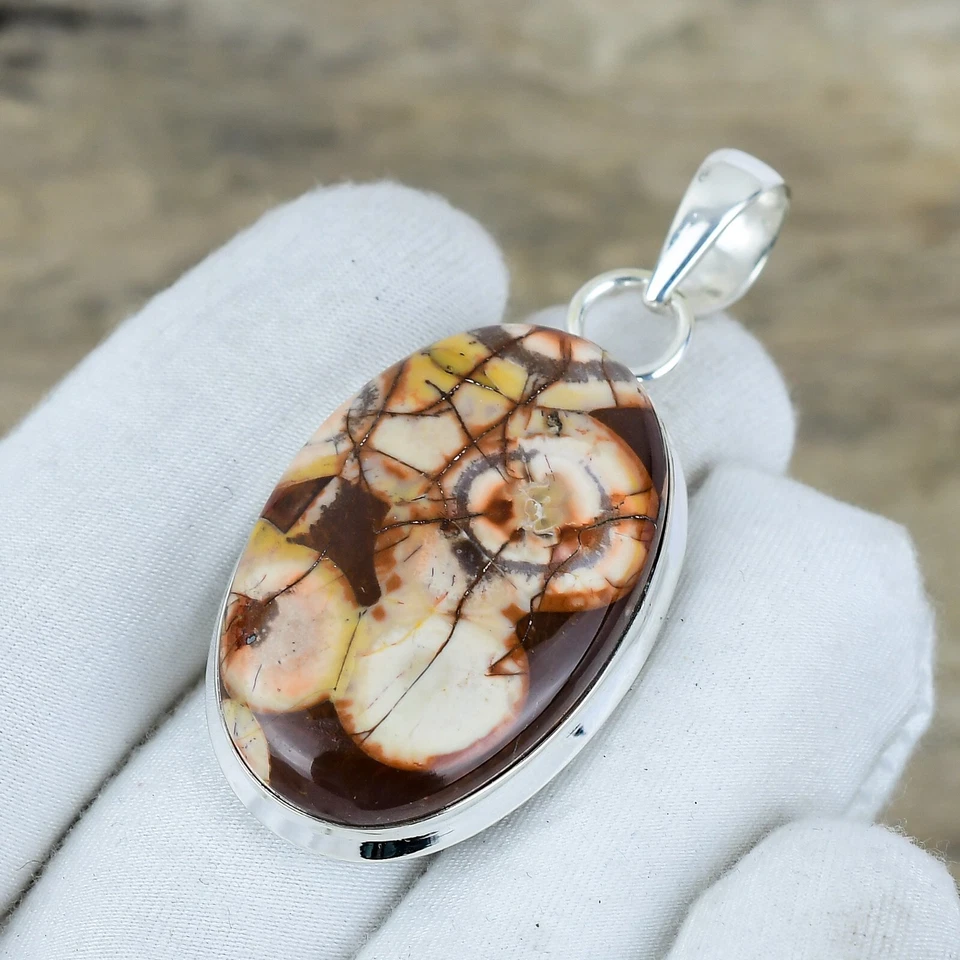 Naturale Uccello Occhio Diaspro Gemma Ciondolo 925 Argento Per Compleanno Regali - Immagine 3 di 4