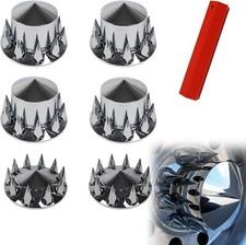 Chrome Wheel Axle Cover Set With 33mm Lug Nut Covers Hub Cap Kit For Semi Truck Chrome Wheel Axle Cover Set With 33mm Lug Nut Covers Hub Cap Kit For Semi Truck