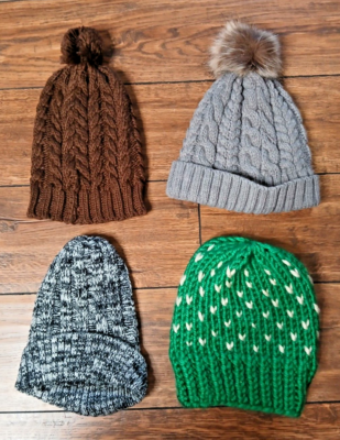 Beanie Hats for Women, Knit Cuffed Skull Cap (Set of 4)