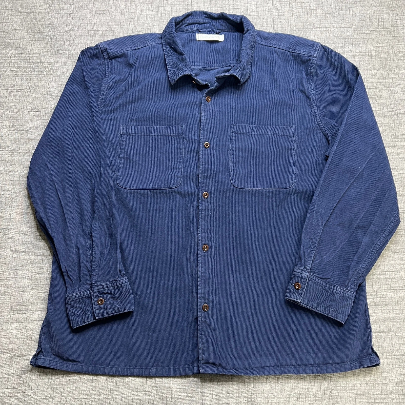 Outerknown Townes Corduroy Button Shirt Mens 2XL Blue Organic Cotton Pockets