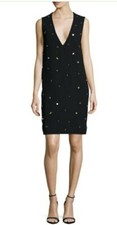 Black Alexander McQueen  McQ studded plunge neck cocktail dress, IT size 40