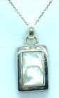 Sterling Silver / 925 Mother of Pearl Rectangular Pendant with Chain 18'' Long