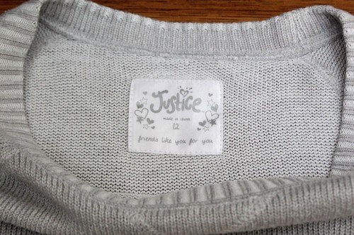 Justice SILVER SWEATER sz 12 Girls Dressy Gem Lightweight 3/4 Sleeve Shirt Top - Picture 2 of 3