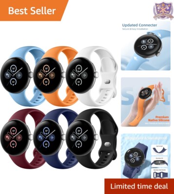 Silicone Watch Band 45mm/41mm 6 Pack Waterproof Sport Straps for Google Pixel