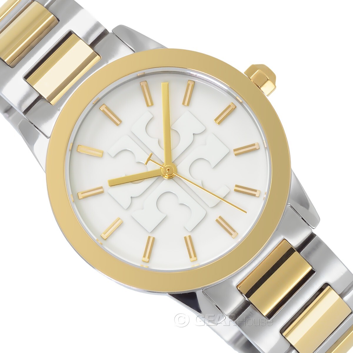 TORY BURCH Gigi Womens Two-Tone Watch, White Dial, Gold