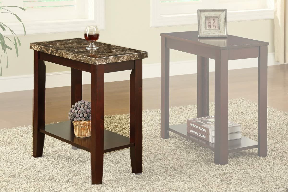 Poundex Rectangular Black Faux Marble Top Chair Side Table End Table eBay