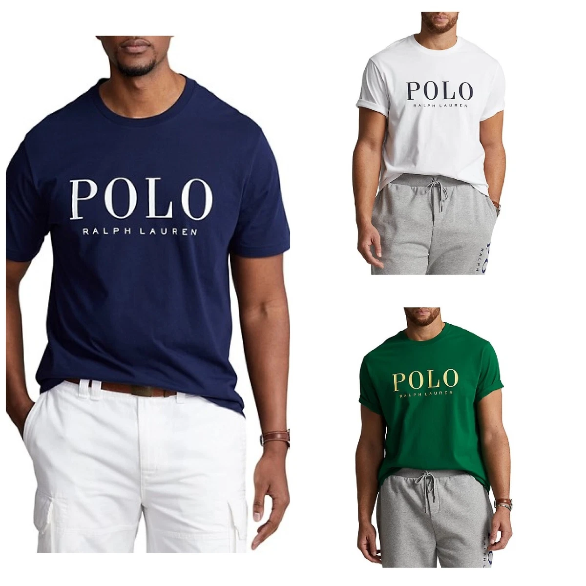 Polo Ralph Lauren Men's Tee M L XL XLT 2XB 3XB 4XLT SS T-Shirt White Green  Navy