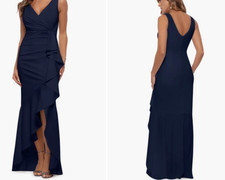 Betsy Adam V Neck Ruffles Gown Size: 6