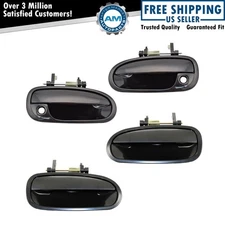 Door Handle Front & Rear Outside Outer Black Kit Set of 4 for 96-00 Honda Civic
