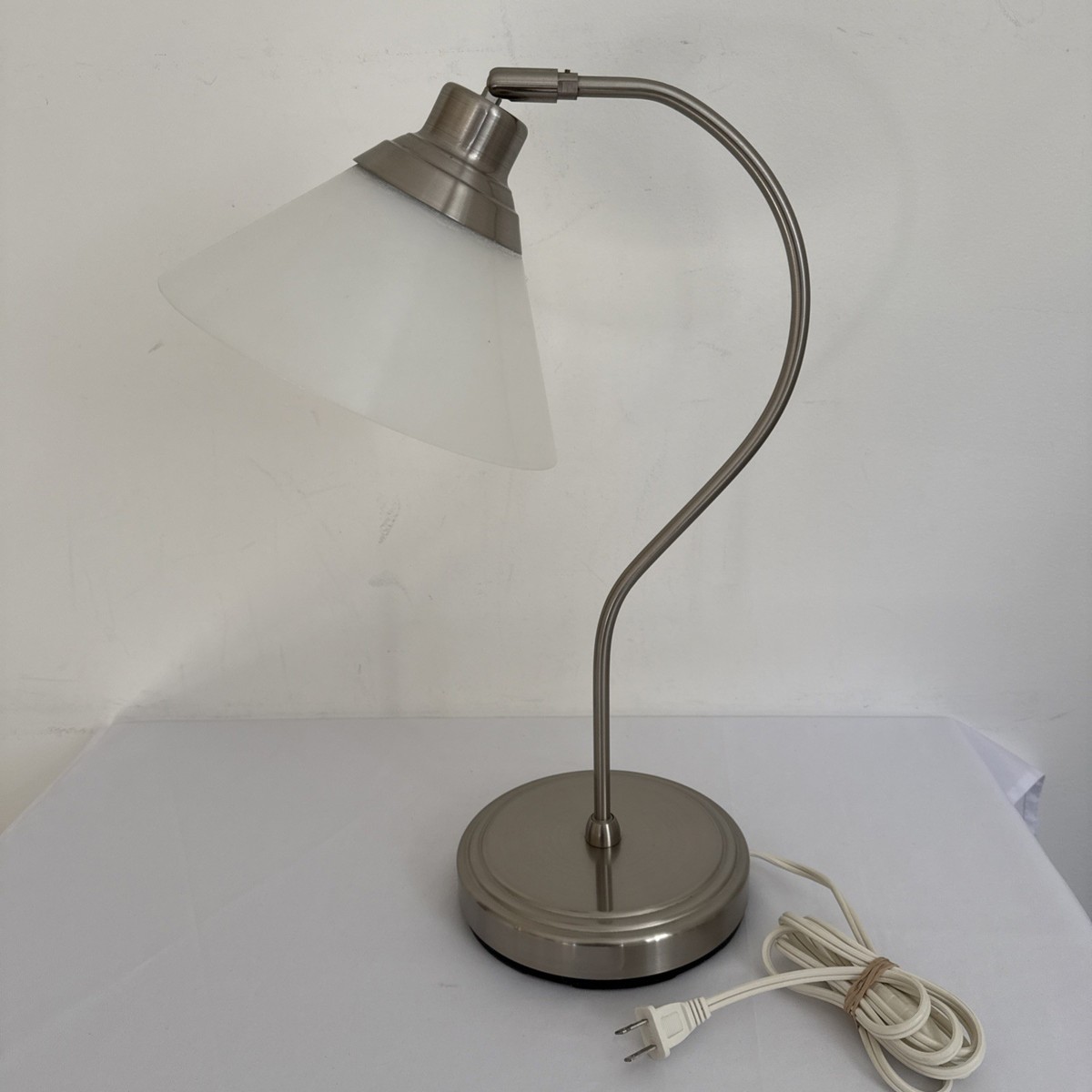 IKEA Kroby Table Desk Lamp White Glass Modern Brushed Light Modern