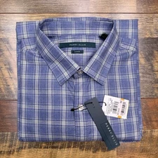 Perry Ellis Slim Fit Shirt Small Blue Check Button Up New 