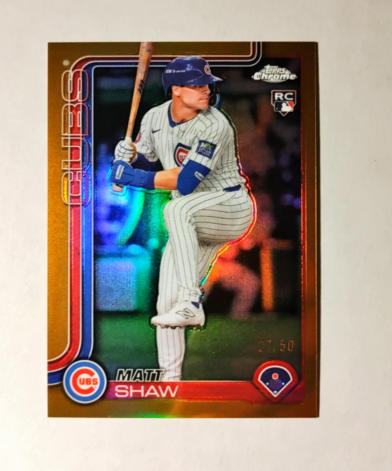 Matt Shaw RC 2025 Topps Chrome #219 GOLD REFRACTOR 27/50 Chicago Cubs Rookie K6