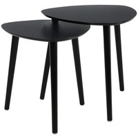 Couchtisch Beistelltisch Kaffeetisch Seitentisch 2Er Set Schwarz Aus Kiefernholz