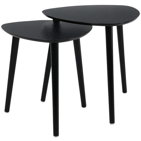 Couchtisch Beistelltisch Kaffeetisch Seitentisch 2Er Set Schwarz Aus Kiefernholz-image