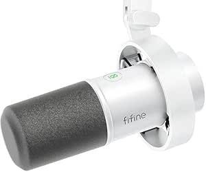 FIFINE USB/XLR Studio Mikrofon RGB Cardioid für PC Gaming Podcasting Weiß