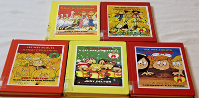 Lot 5 Pee Wee Scouts Vintage LibraryBound Hardcover Books By Judy Delton