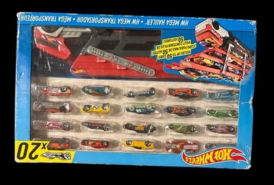 2016 Hot Wheels Mega Hauler Truck Playset W/20 Die-Cast Cars & Storage NIB JD