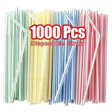 100 Straws Flexible Bendy Birthday Party Plastics Drinking Straws