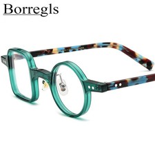 Asymmetrical Square  Round Eyeglasses Retro Acetate Glasses Handmade Frames