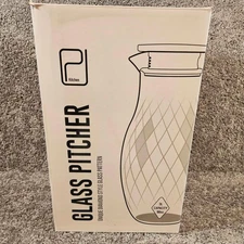 Diamond pattern glass pitcher. 3L. Stainless lid. Handmade glass.